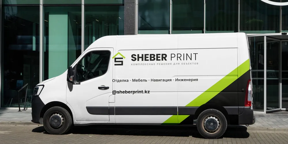 Макет фургона с фирменной графикой SHEBER PRINT